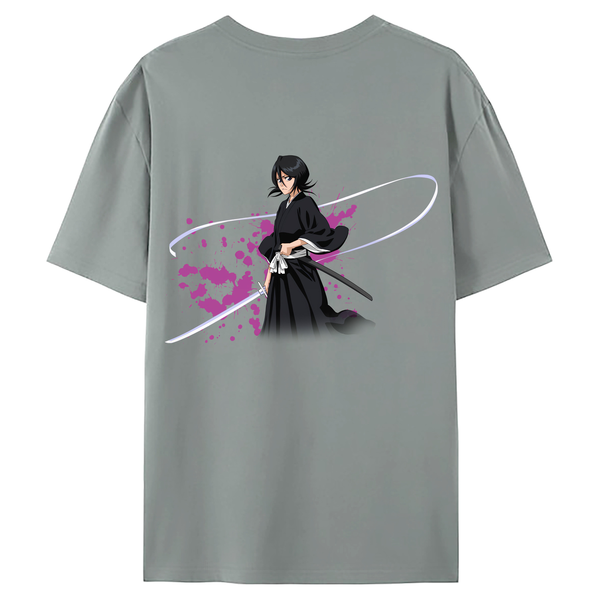 （画像用） ブリーチ 朽木ルキア BLEACH Kuchiki Rukia 綿100％ メンズ半袖Tシャツ（バックプリント） 通気性